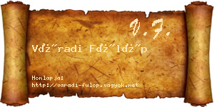 Váradi Fülöp névjegykártya