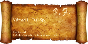 Váradi Fülöp névjegykártya